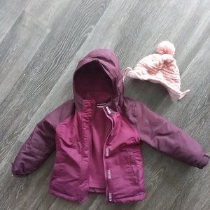 Kids (Size 4) winter jacket & hat. Double jacket